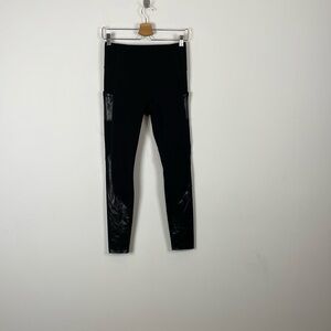 SPANX By Sara Blakely Womens S/P Faux Leather Panel Ponte Side Pockets Leggings